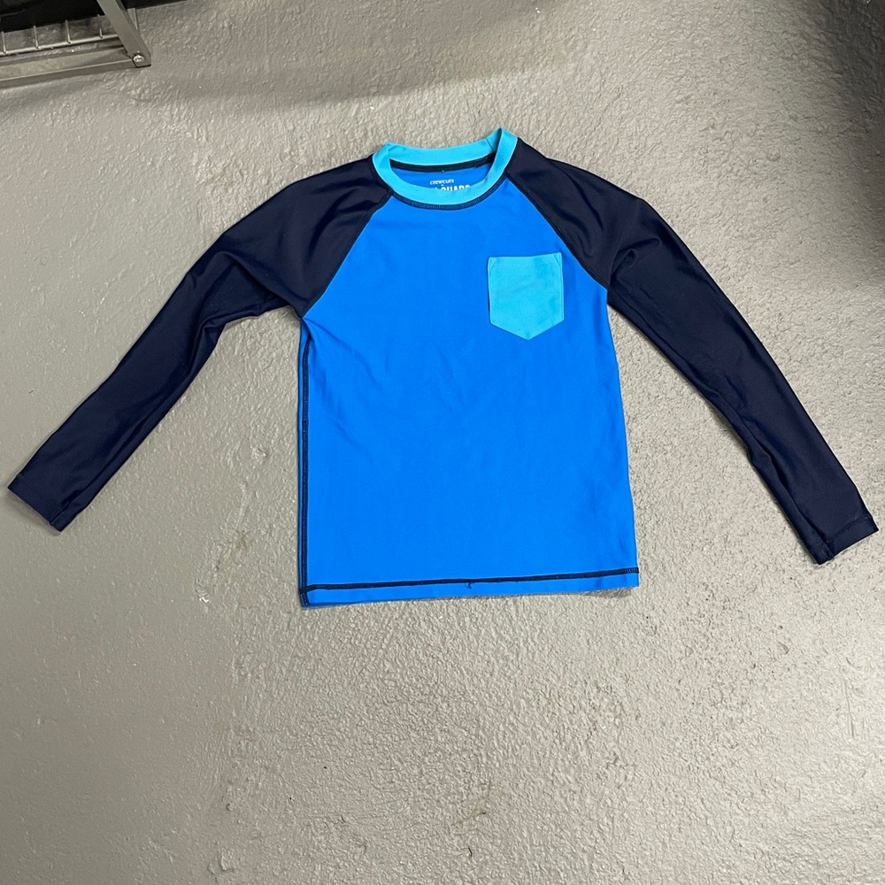 J. Crew Crewcuts Blue and Navy Kids Swim Shirt Rash Guard UPF 50+ Boys XS